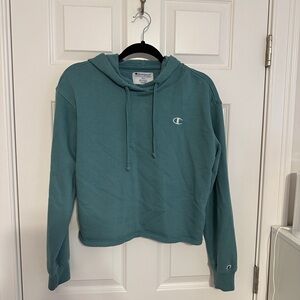 Champion teal cropped hoodie size medium